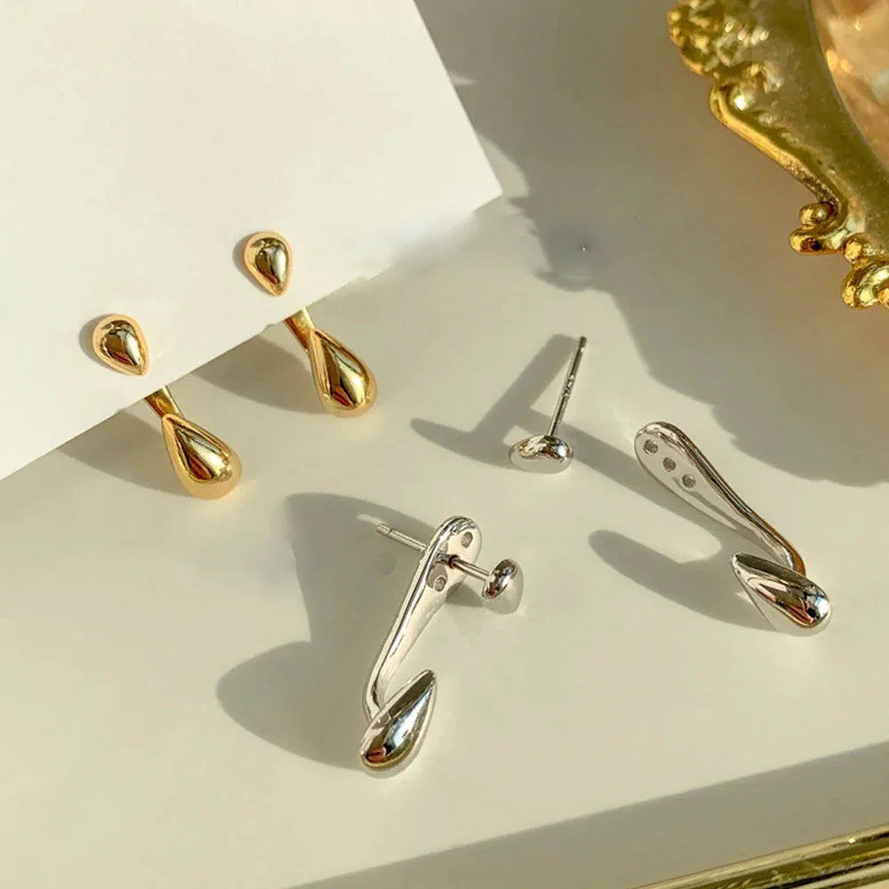 14K Gold Plated 925 Sterling Silver Water Droplet Stud Earrings