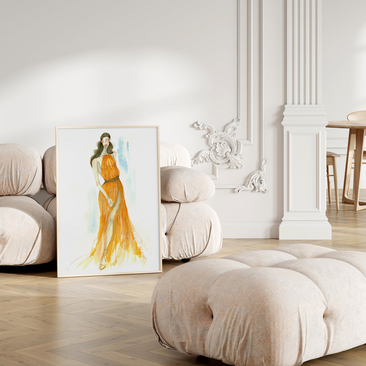 a picture of a woman in a yellow dress