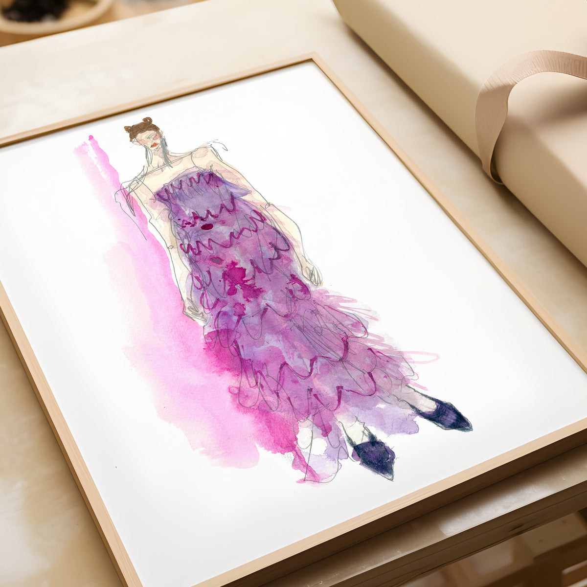 a picture of a woman in a purple dress