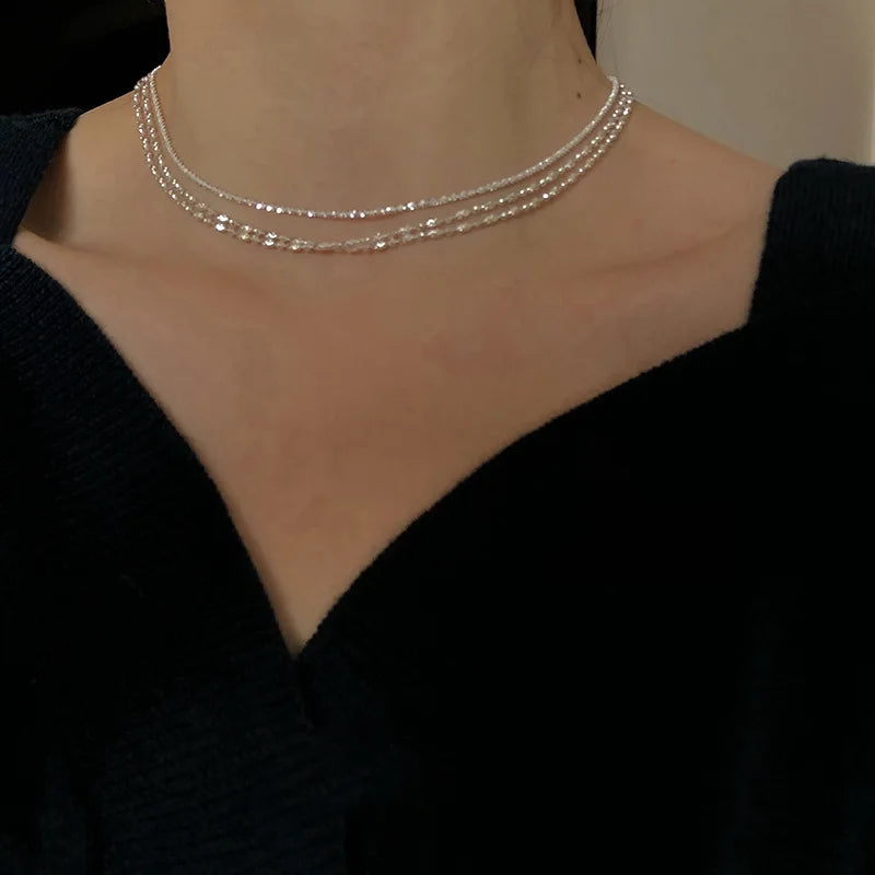 925 Sterling Silver Sparkling Choker Necklace
