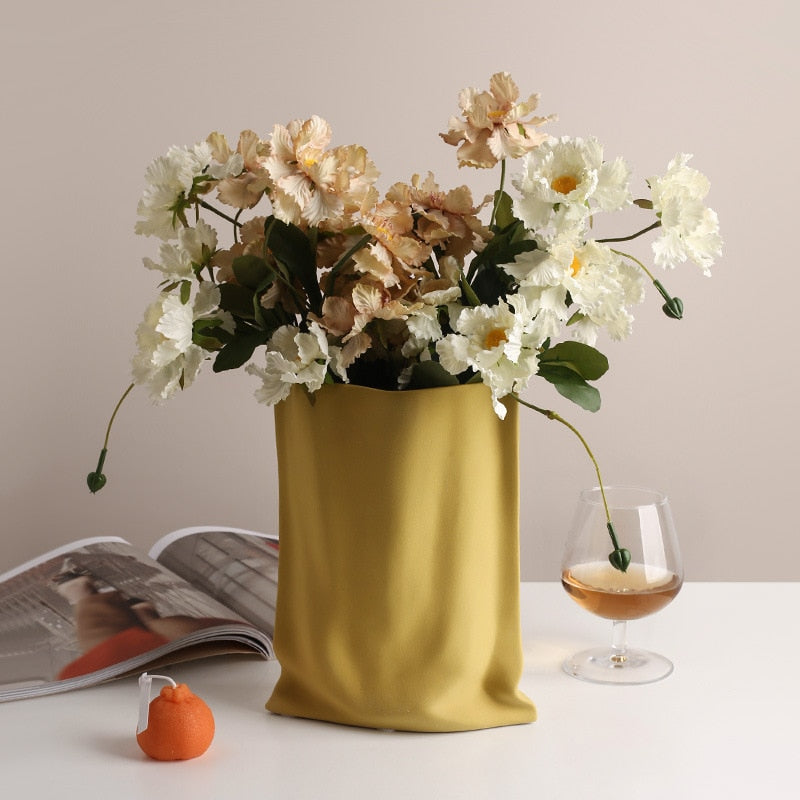 Electroplated Silver Paper Bag Vase