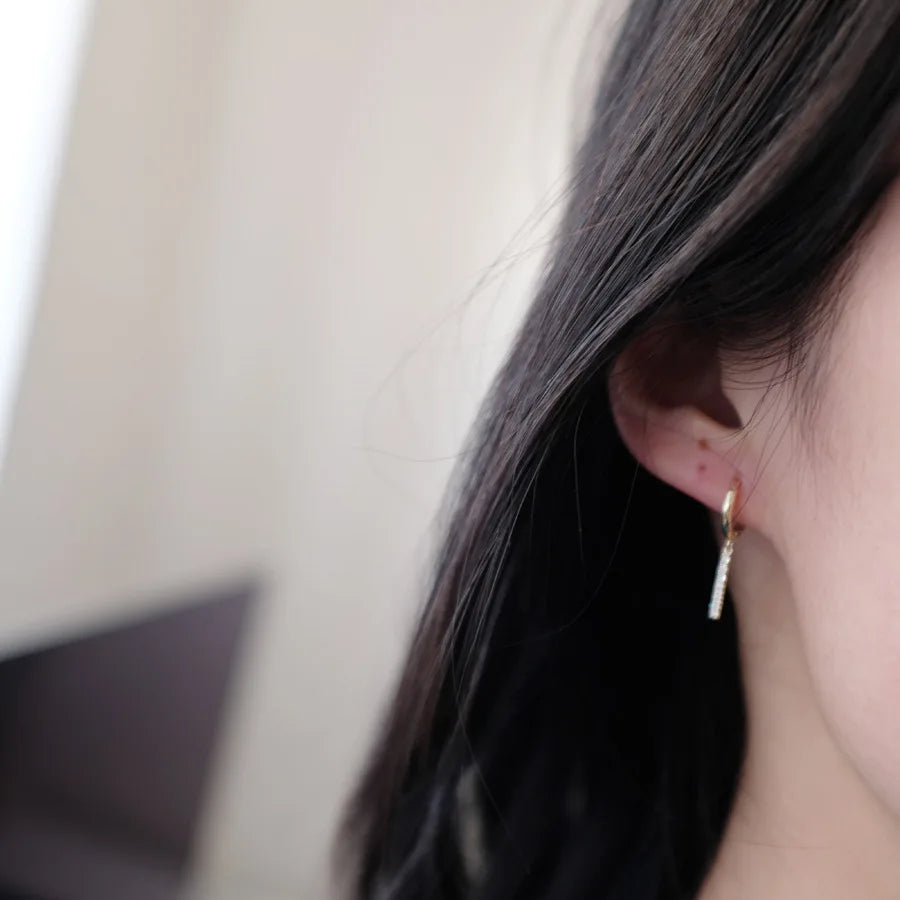 925 Sterling Silver 14K Gold Plated Leaf Zircon Stud Earrings