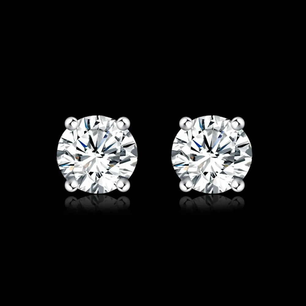 925 Sterling Silver 6MM Zircon Stud Earrings