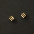 925 Sterling Silver 14k Gold Plated Cross Flower Small Stud Earrings