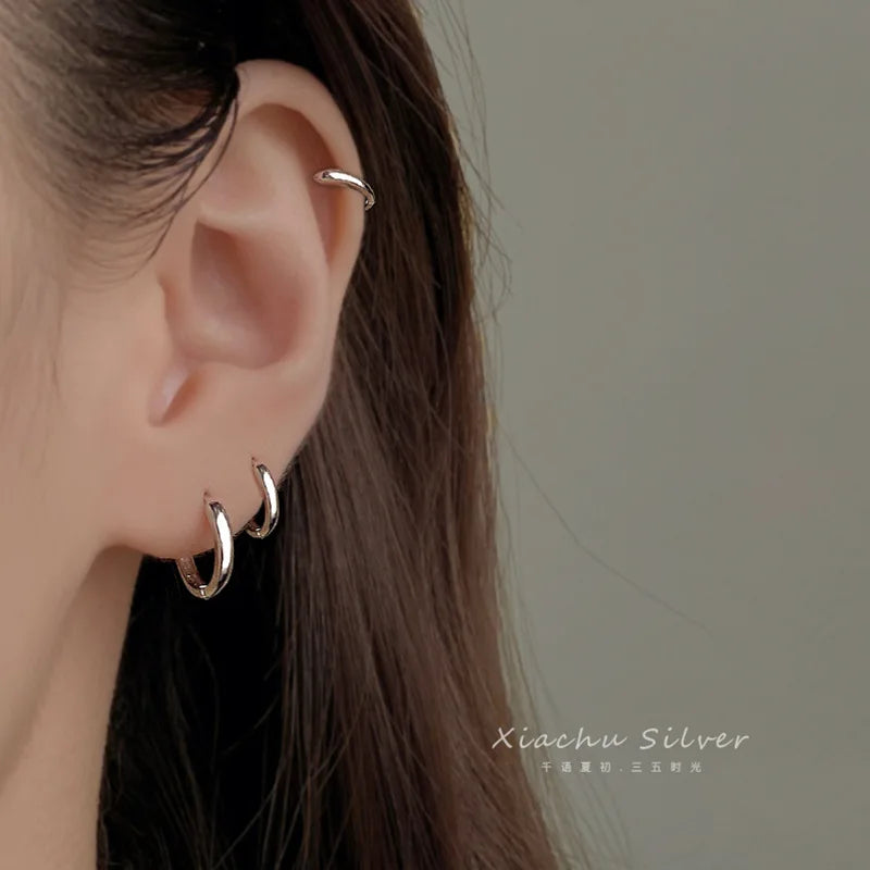 925 Sterling Silver Minimalist Bohemian Round Ear Buckle