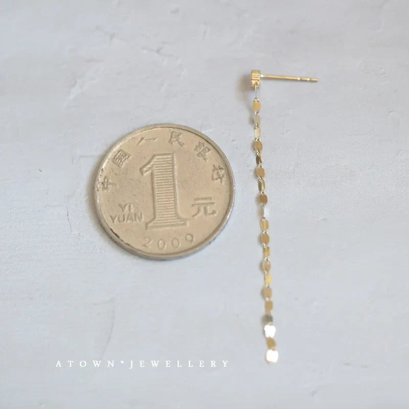 925 Sterling Silver14K Gold Plated Line Earrings