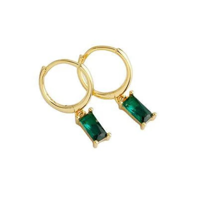 925 Sterling Silver Rectangle Zircon Ring Earrings