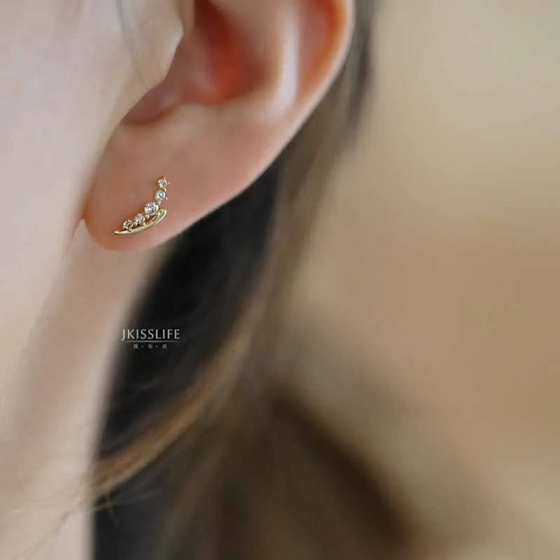 925 Sterling Silver 14k Gold Plated Zircon Wheat Stud Earrings