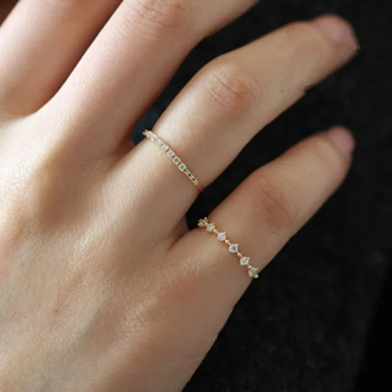 925 Sterling Silver 14k Gold Plated Zircon Rings