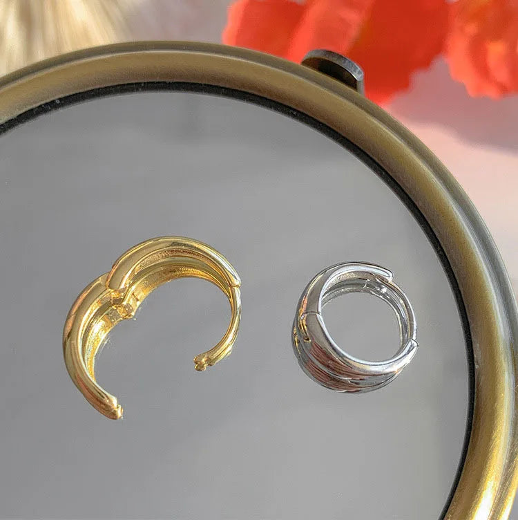 925 Sterling Silver geometric hoop Earrings