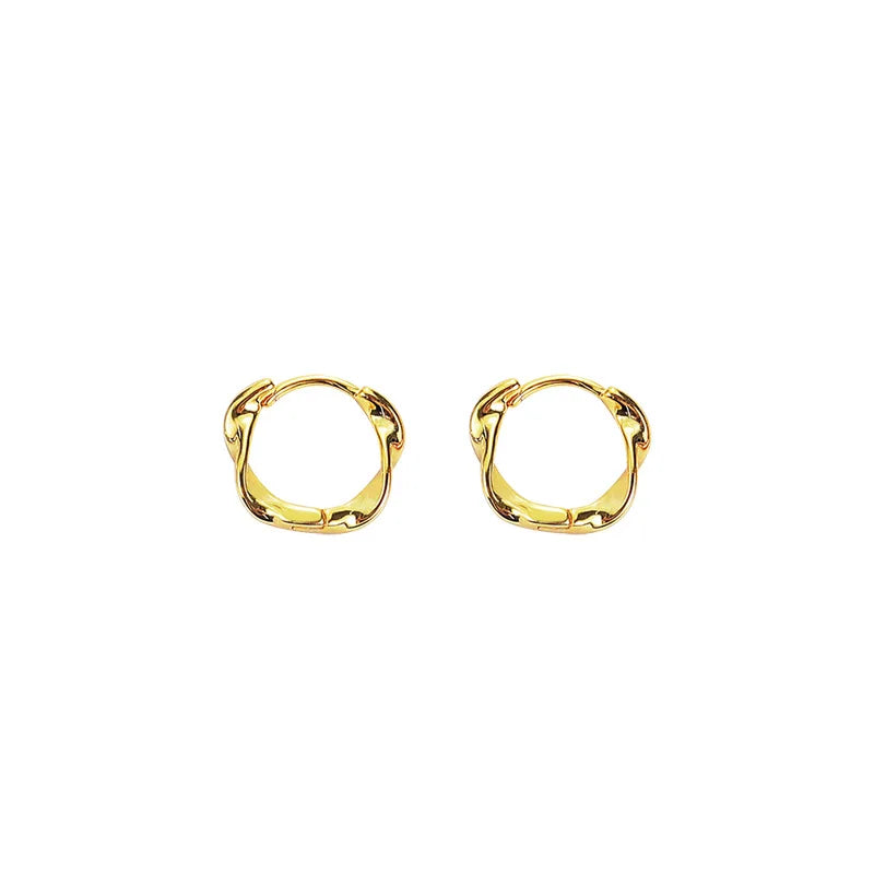 925 Sterling Silver 14k Gold Plated Twist Ring Stud Earrings