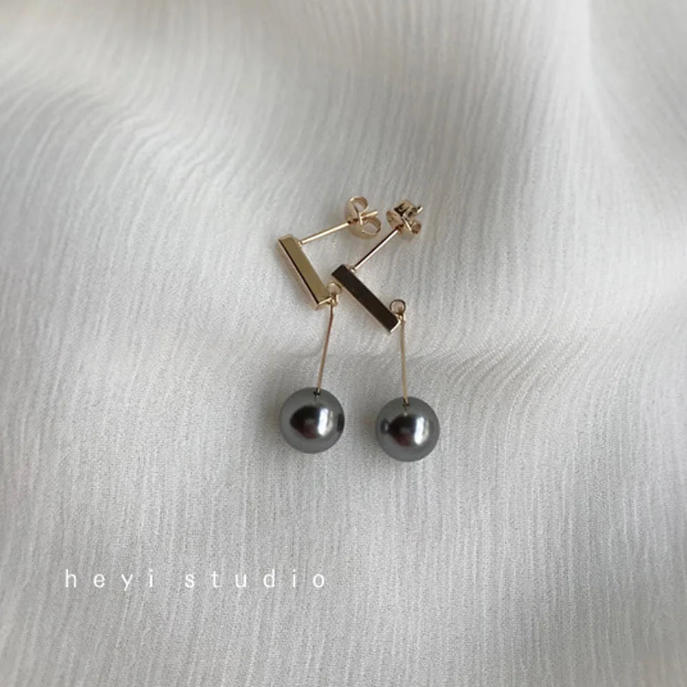925 Sterling Silver 14K Gold White Black Pearl Stud Earrings