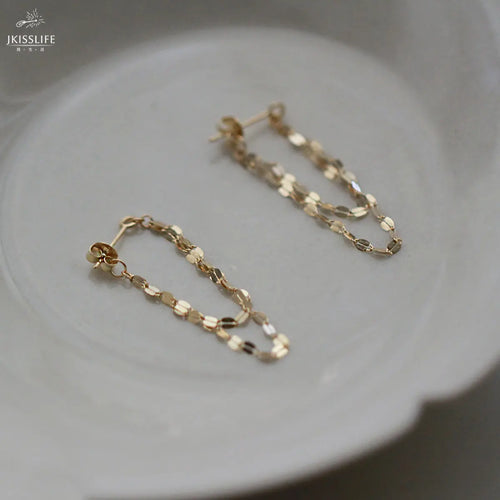 925 Sterling Silver 14k Gold Plated Tassel Long Earrings