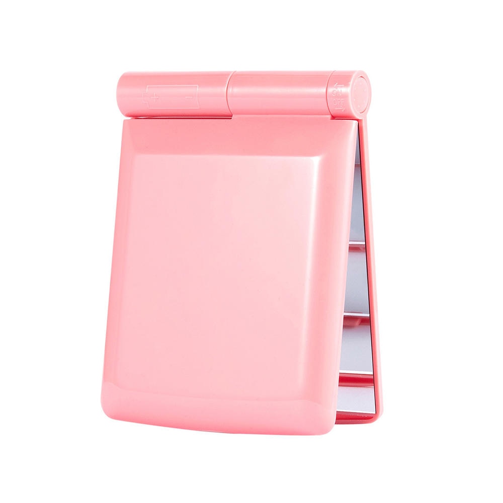 Mini Portable Lights LED Makeup Mirror Hand Hold Foldable LEDs Pocket Makeup Mirror Light Beauty Mirrors Cosmetic Tool