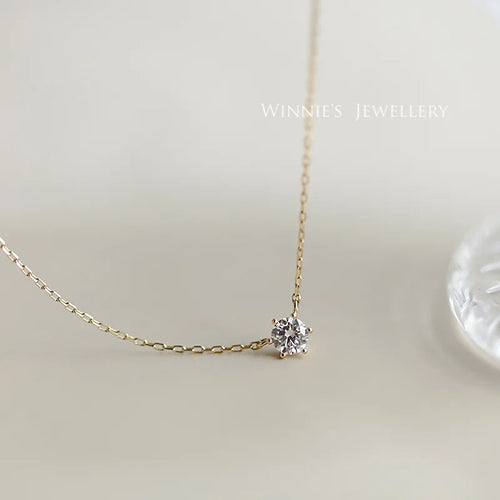 925 Sterling Silver 14k Gold Plated Round Zircon Pendant Necklaces