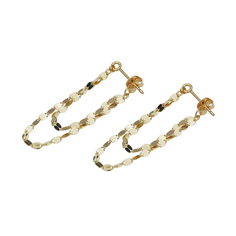925 Sterling Silver 14k Gold Plated Tassel Long Earrings