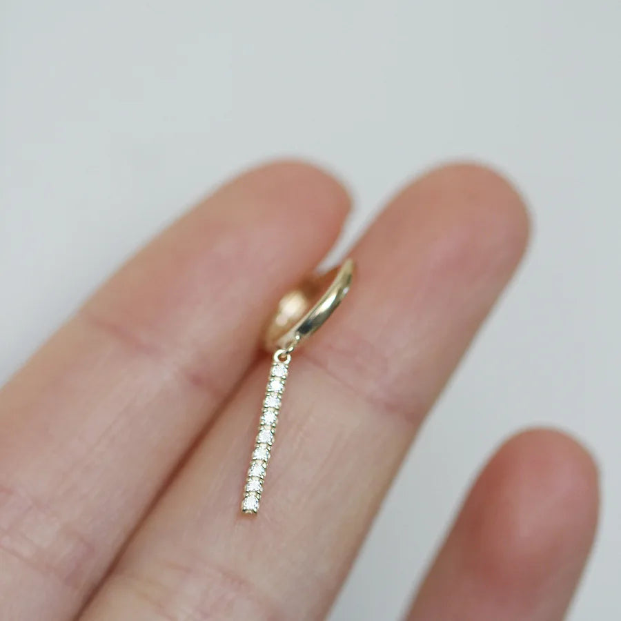 925 Sterling Silver 14K Gold Plated Leaf Zircon Stud Earrings