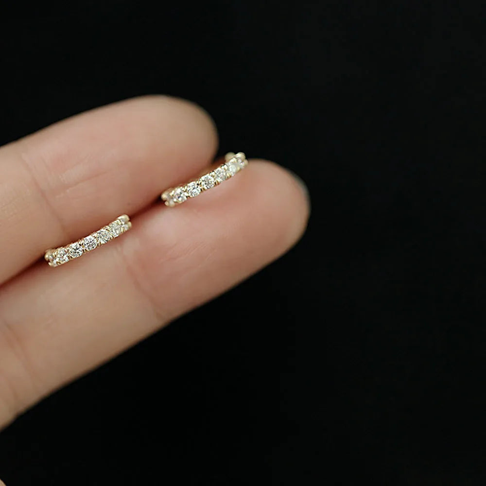 925 Sterling Silver 14k Gold Plated Classical Zircon Ear Clip Earrings