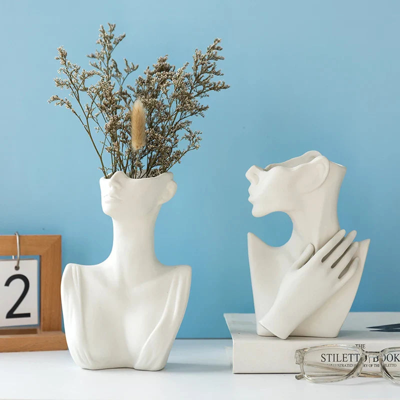 Nordic Style Woman Ceramic Vase
