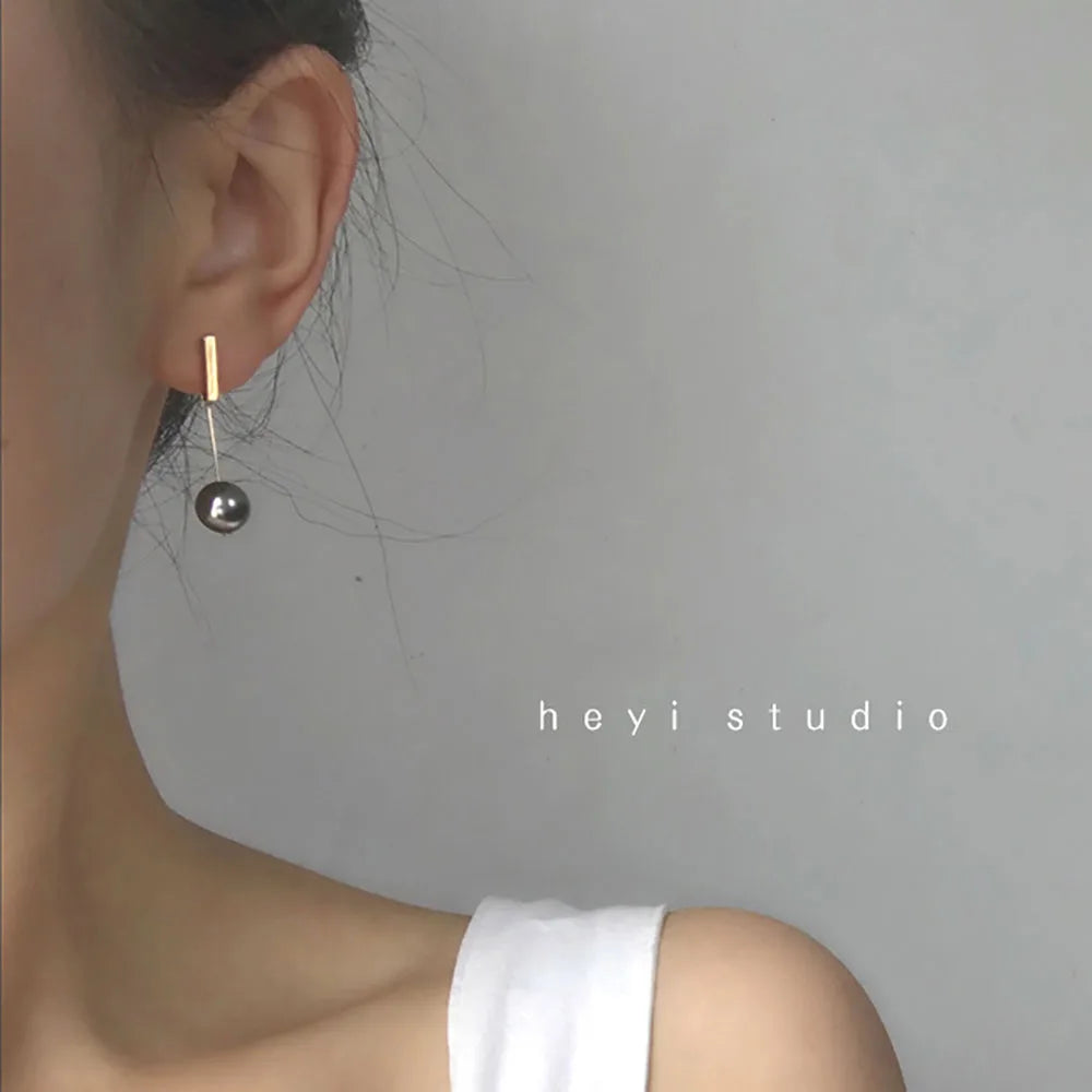 925 Sterling Silver 14K Gold White Black Pearl Stud Earrings