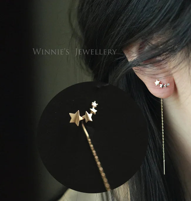 925 Sterling Silver 14k Gold Plated Tassel Small Stud Earrings