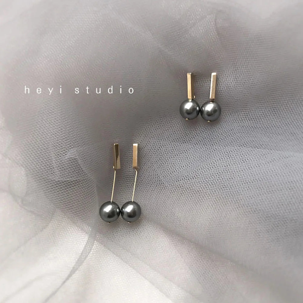 925 Sterling Silver 14K Gold White Black Pearl Stud Earrings