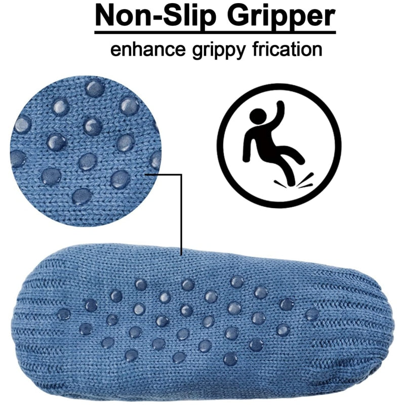 Women Knitted Slipper Socks Cozy  Fuzzy Socks Non Slip Socks Winter Indoor Double Layer Bedroom Slipper Socks EU35-48 US 5-11.5