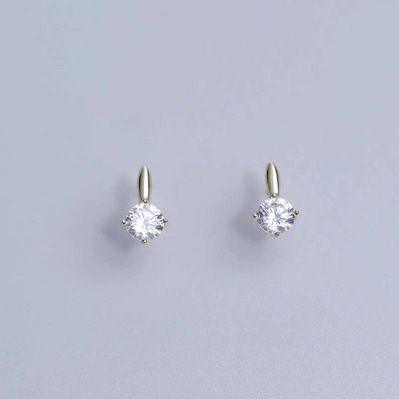 14k Gold Original Pure Geometry Zircon Stud Earrings
