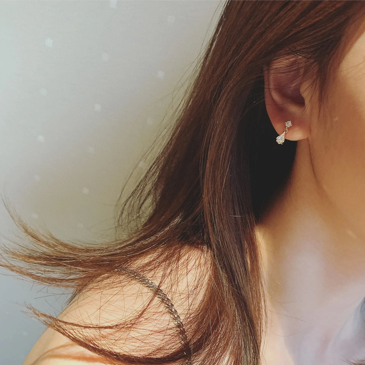 925 Sterling Silver 14k Gold Plated Zircon Small Women's Stud Earrings