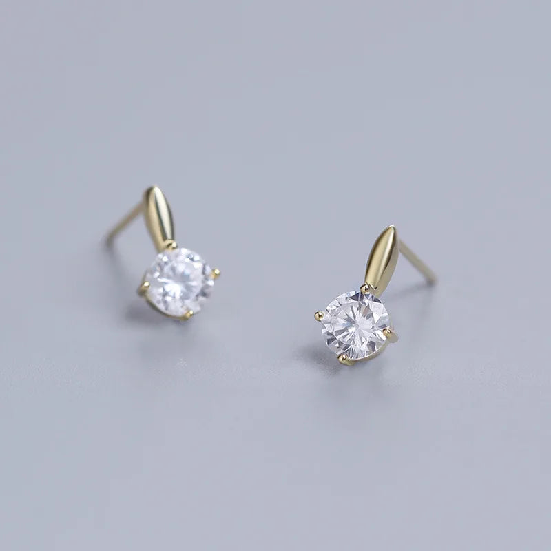 14k Gold Original Pure Geometry Zircon Stud Earrings