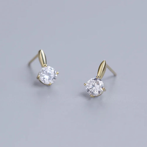 14k Gold Original Pure Geometry Zircon Stud Earrings