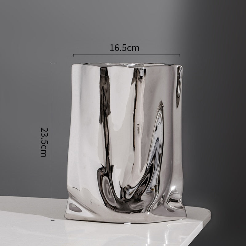 Electroplated Silver Paper Bag Vase