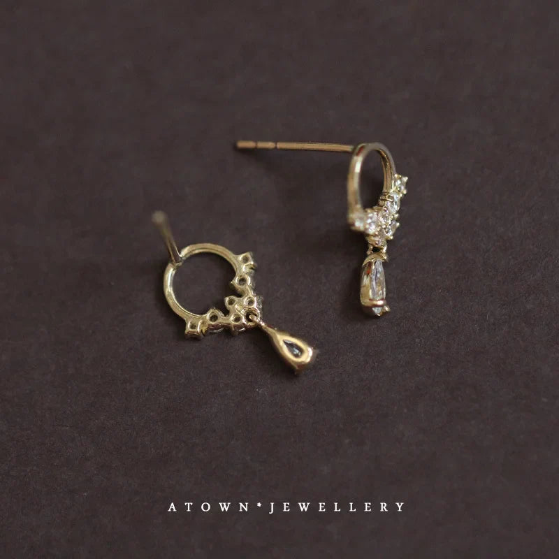 14k Gold Original 925 Sterling Silver Zircon Small Ring Stud Earrings