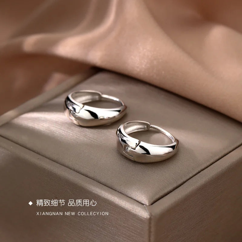 925 Sterling Silver geometric hoop Earrings