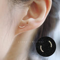925 Sterling Silver 14k Gold Plated Curved Zircon Stud Earrings