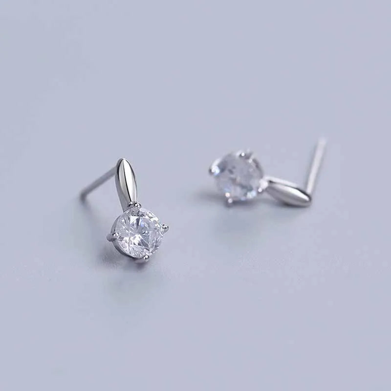 14k Gold Original Pure Geometry Zircon Stud Earrings