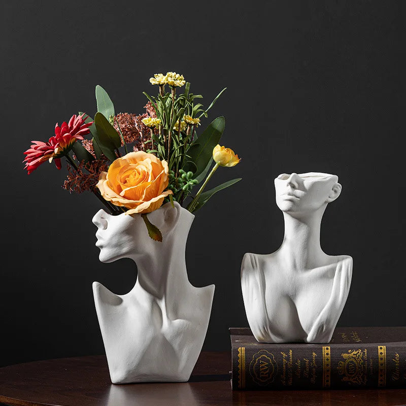 Nordic Style Woman Ceramic Vase
