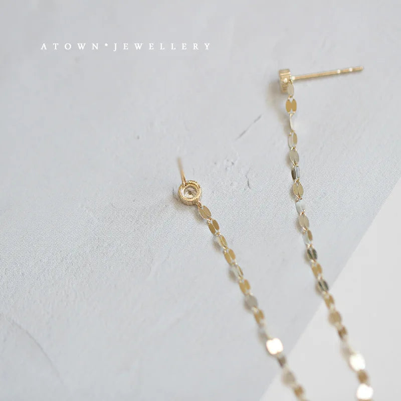 925 Sterling Silver14K Gold Plated Line Earrings