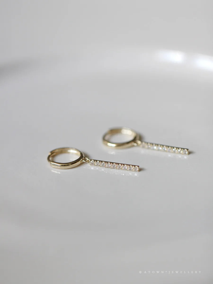 925 Sterling Silver 14K Gold Plated Leaf Zircon Stud Earrings