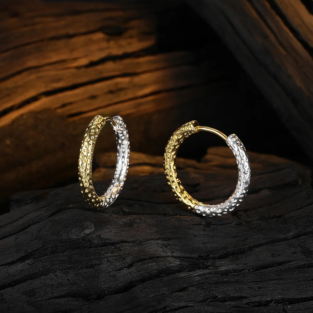 925 Sterling Silver Gold Small Ring Earrings