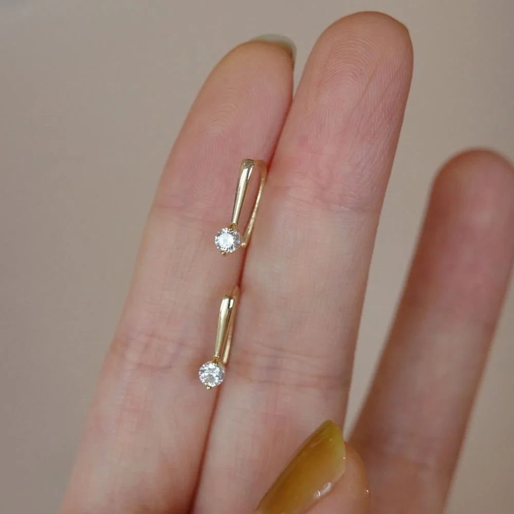 925 Sterling Silver 14k Gold Plated Ear Hook Piercing Stud Earrings