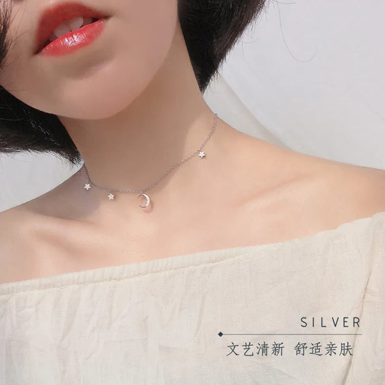 925 Sterling Silver Crystal Star Necklace