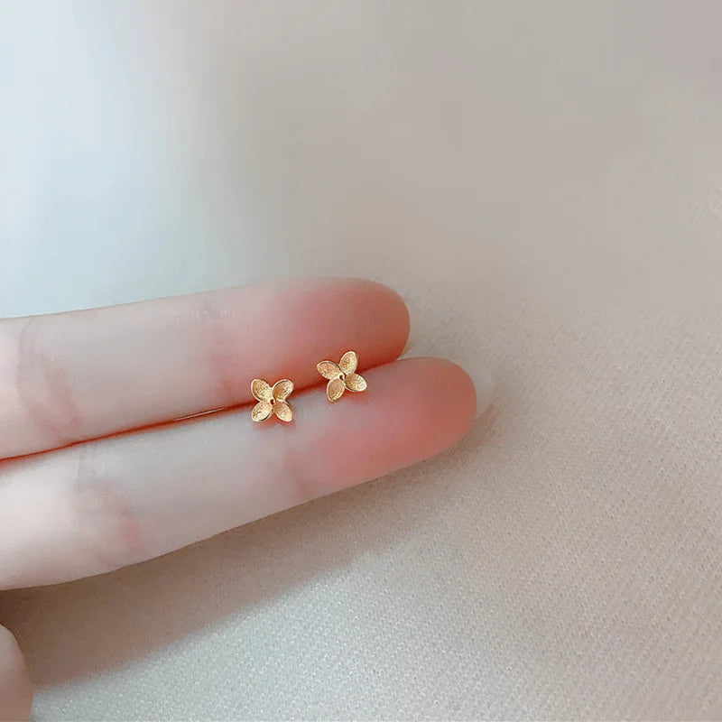 925 Sterling Silver Original 14K Gold Small Flower Stud Earrings