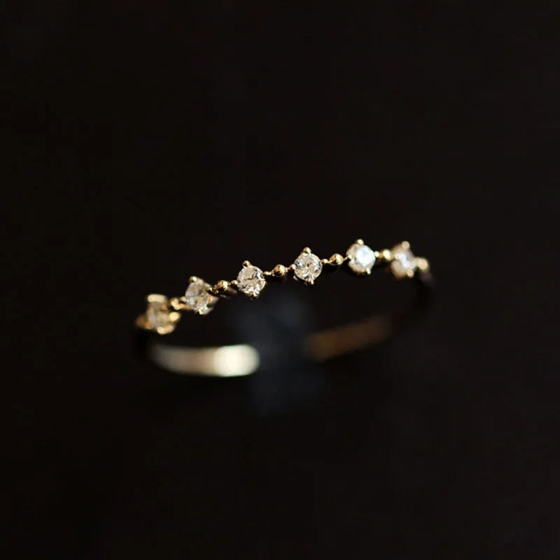 925 Sterling Silver 14k Gold Plated Zircon Rings