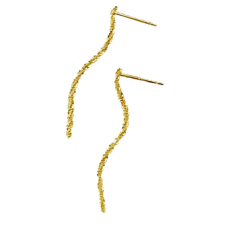 925 Sterling Silver 14K Gold Plated Sparkling Tassel Stud Earrings