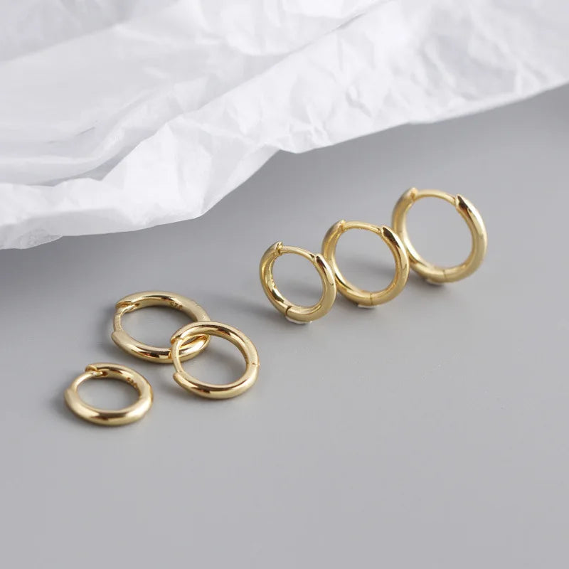 925 Sterling Silver 14k Gold Plated Simplicity Ring Earrings