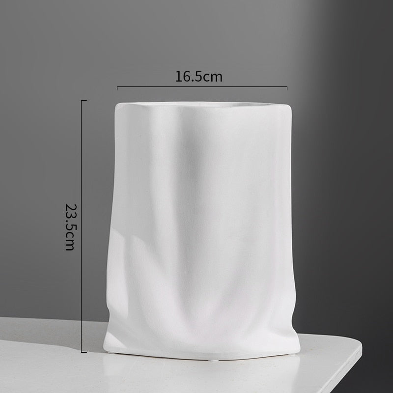 Electroplated Silver Paper Bag Vase