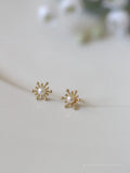 925 Sterling Silver 14k Gold Stamen Pearl Stud Earrings