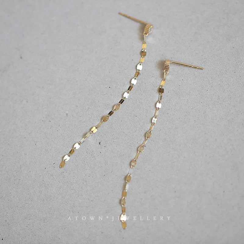 925 Sterling Silver14K Gold Plated Line Earrings
