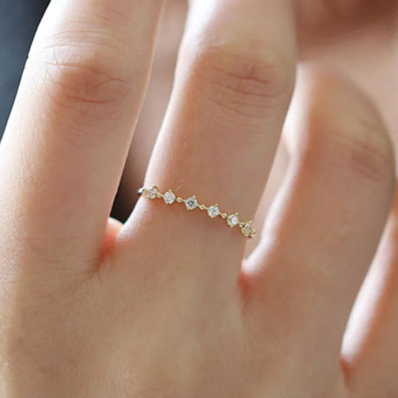925 Sterling Silver 14k Gold Plated Zircon Rings